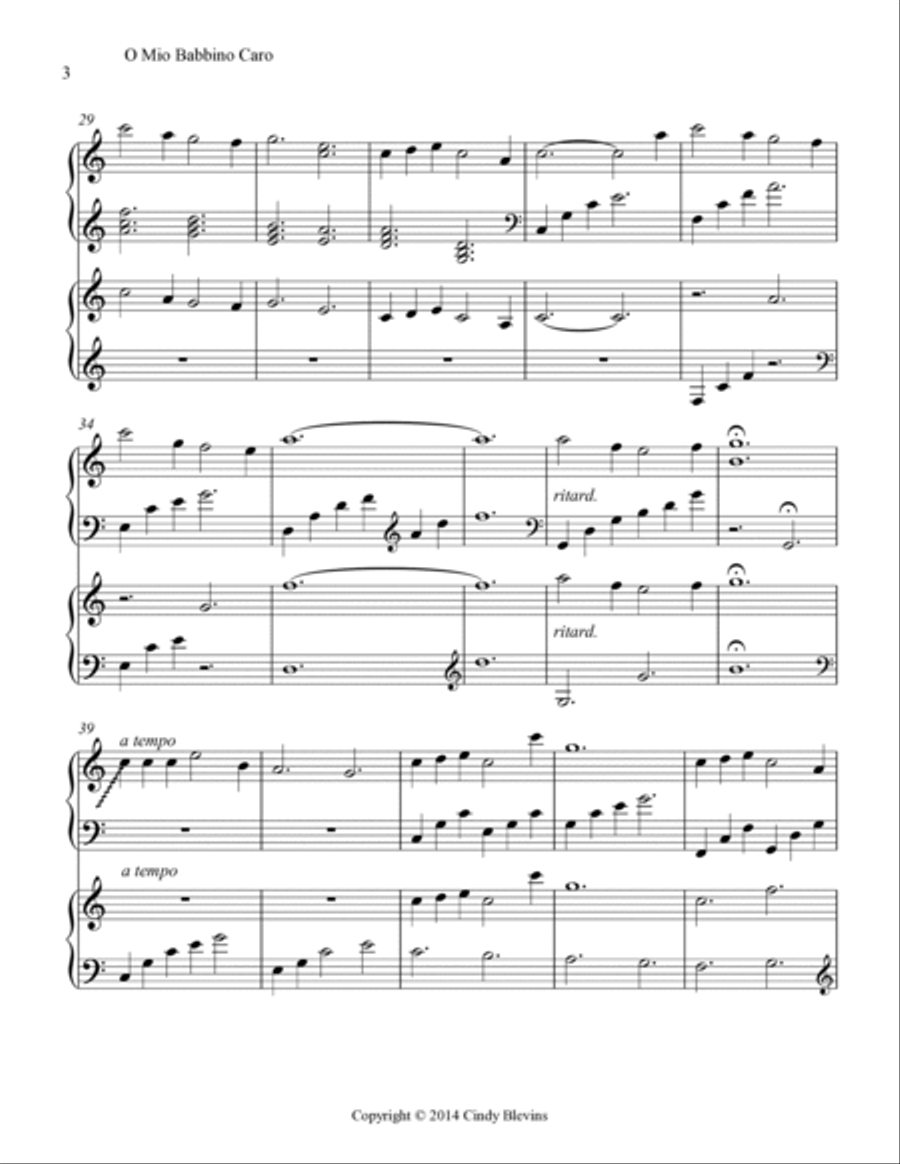 O Mio Babbino Caro, for Harp Duet Harp scores gallery preview page 4