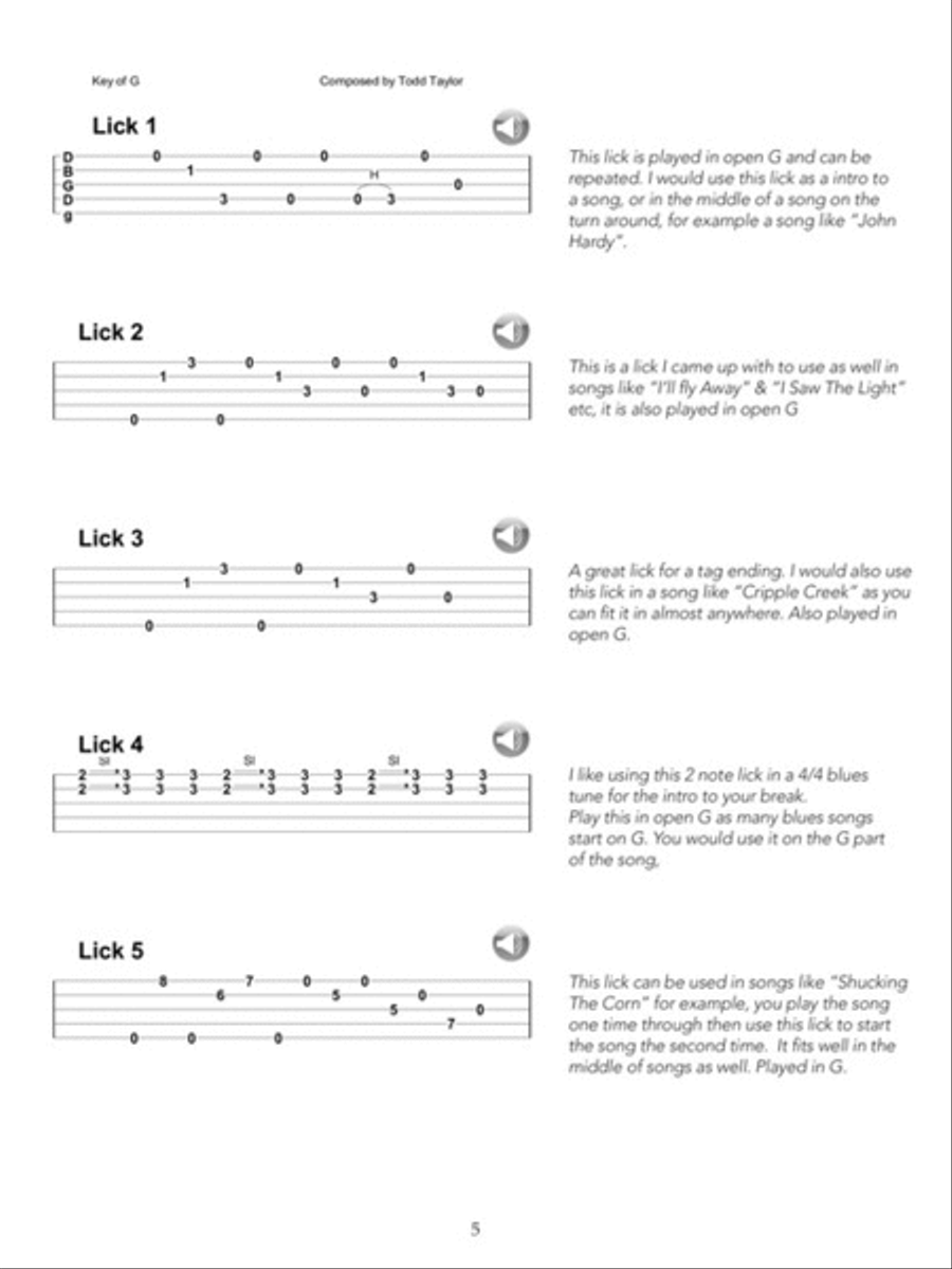 Todd Taylor's 50 Most Requested Banjo Licks Banjo scores gallery preview page 4