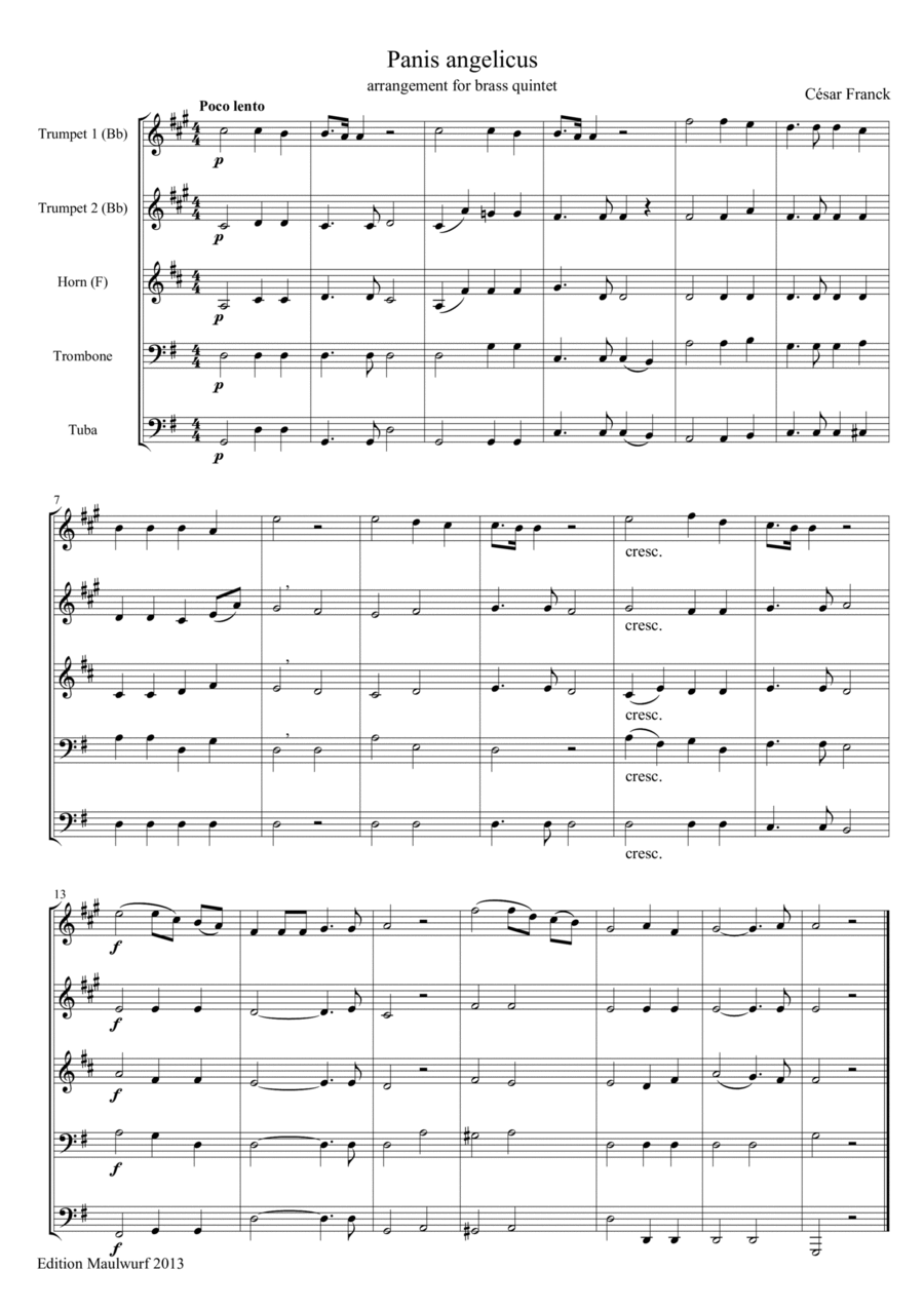 Panis Angelicus Brass Quintet scores gallery preview page 1