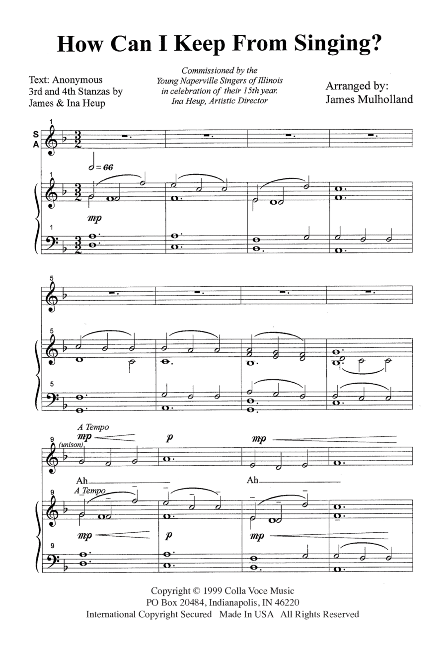 How Can I Keep From Singing SSA scores gallery preview page 1
