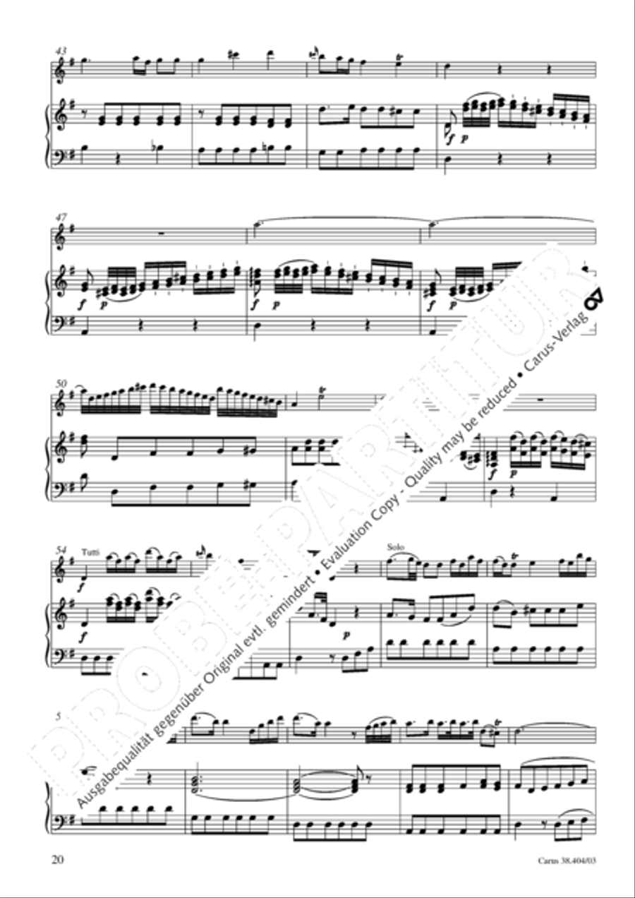 Concerto for Flute in D major (Concerto per il Flauto traverso in D / Flotenkonzert in D) Flute Solo scores gallery preview page 21