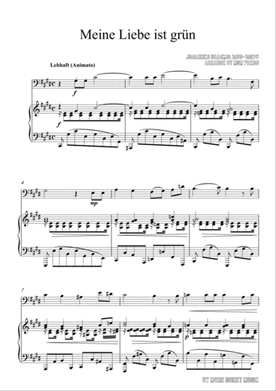 Brahms-Meine Liebe ist grün,for Cello and Piano Voice scores gallery preview page 3