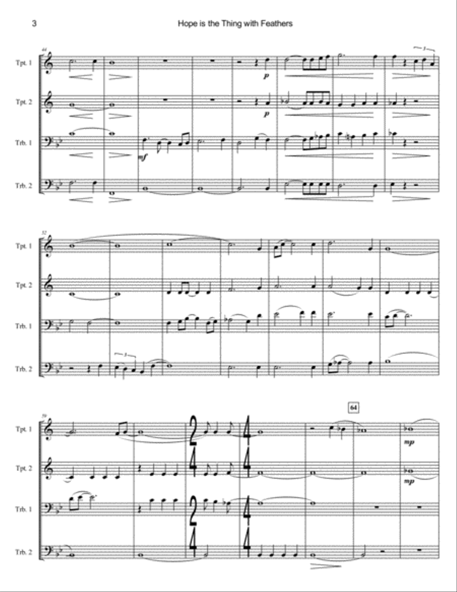 Hope Is The Thing With Feathers (Brass Quartet) Brass Quartet scores gallery preview page 4