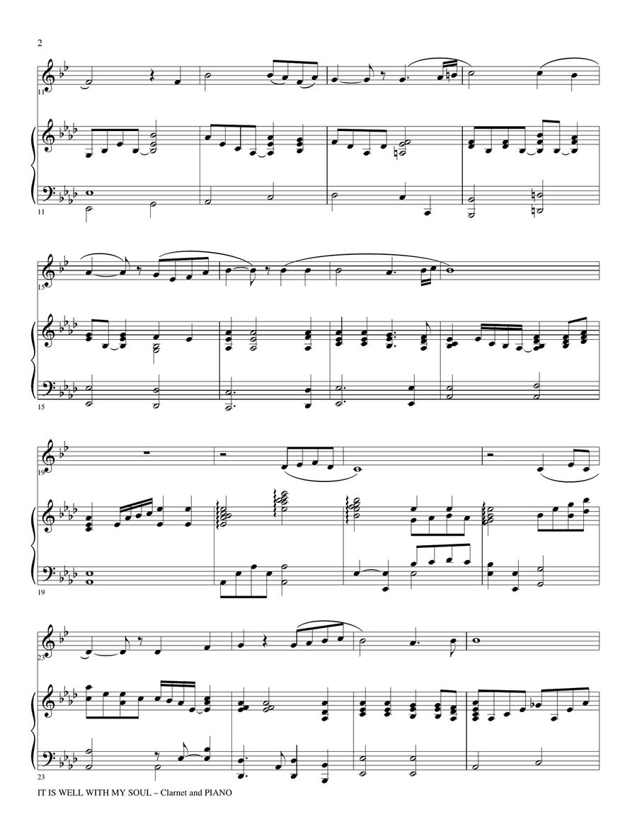 IT IS WELL WITH MY SOUL (Clarinet Piano w/Clar Prt) Clarinet scores gallery preview page 2