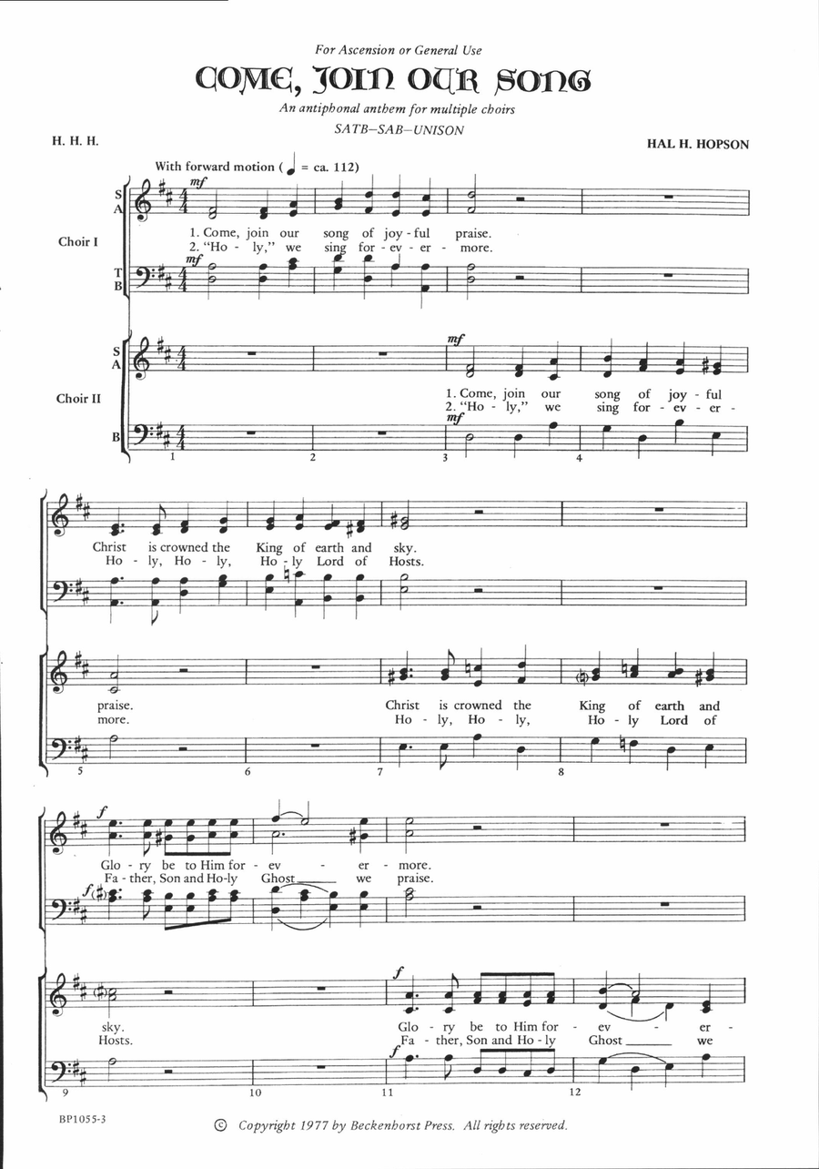 Come, Join Our Song Come, Join Our Song 4-Part scores gallery preview page 2