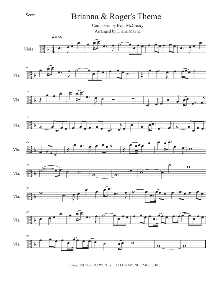Brianna And Roger Theme Viola Solo scores gallery preview page 1