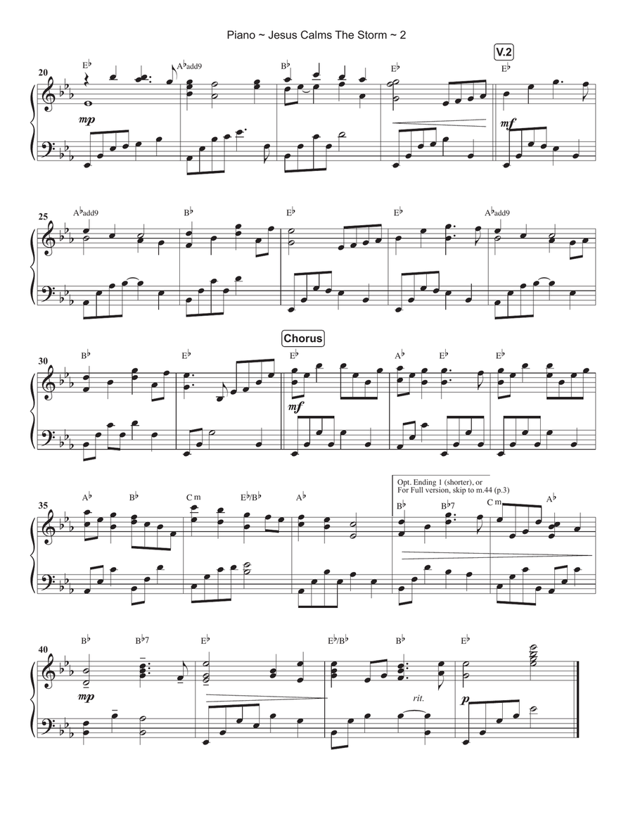 Jesus Calms The Storm (Hymn For Little Anxious Hearts) Piano Solo scores gallery preview page 3