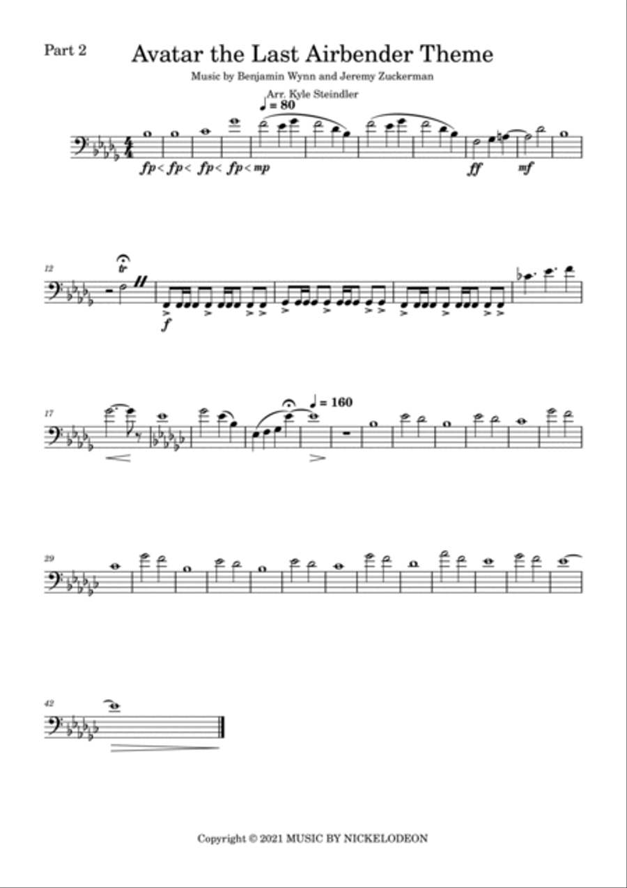 Avatar: The Last Airbender - Main Title Theme Brass Ensemble scores gallery preview page 6