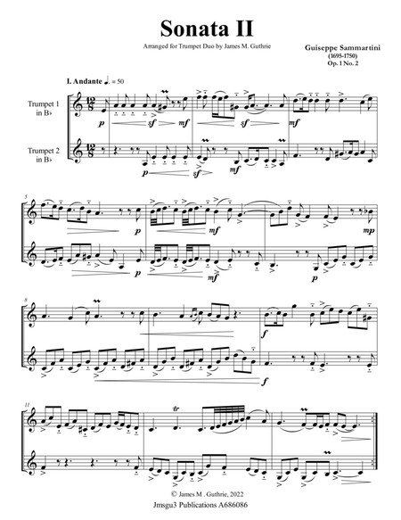Sammartini: Sonata Op. 1 No. 2 for Trumpet Duo image number null