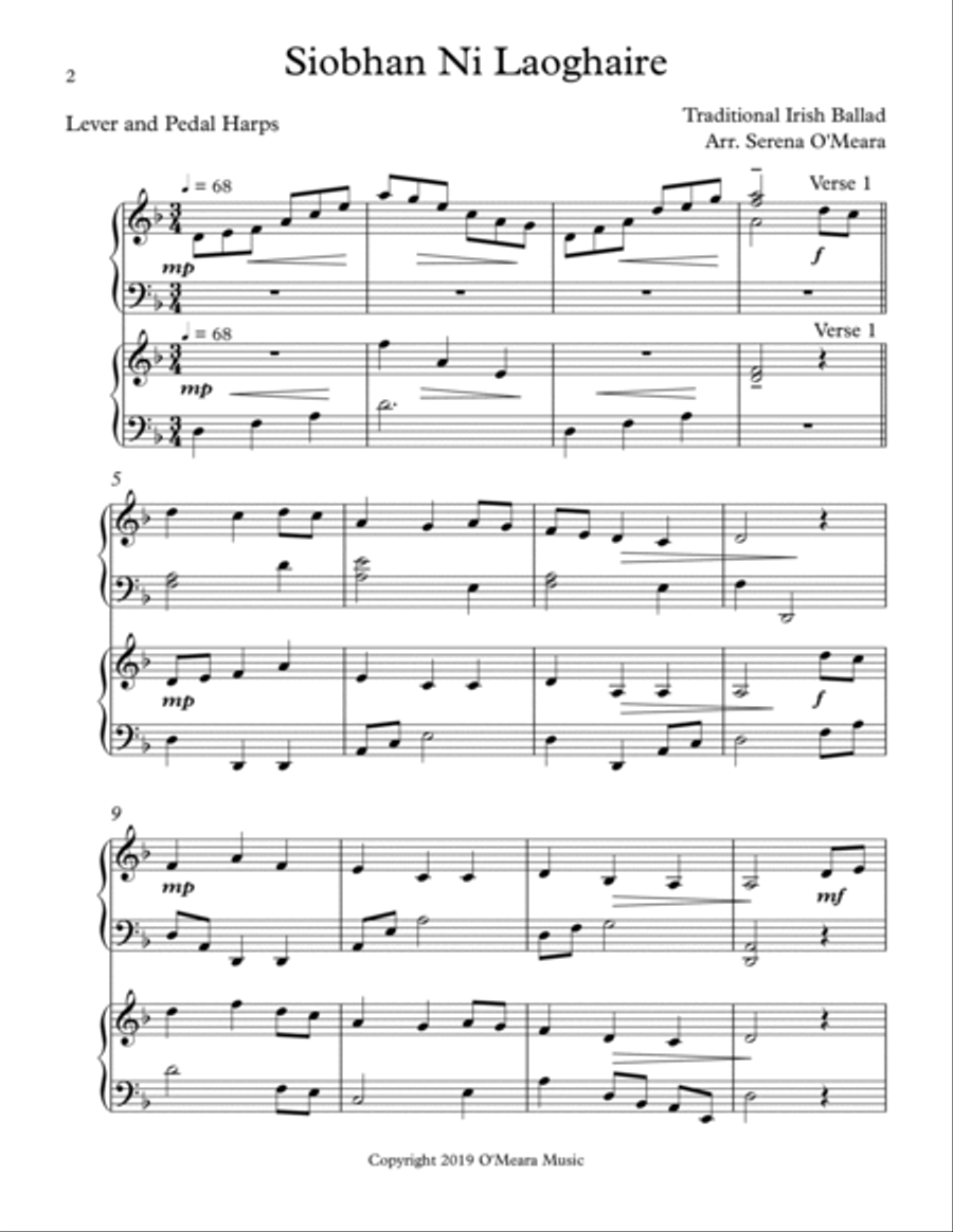 Siobhan Ni Laoghaire, Harp Duet Celtic Harp scores gallery preview page 2