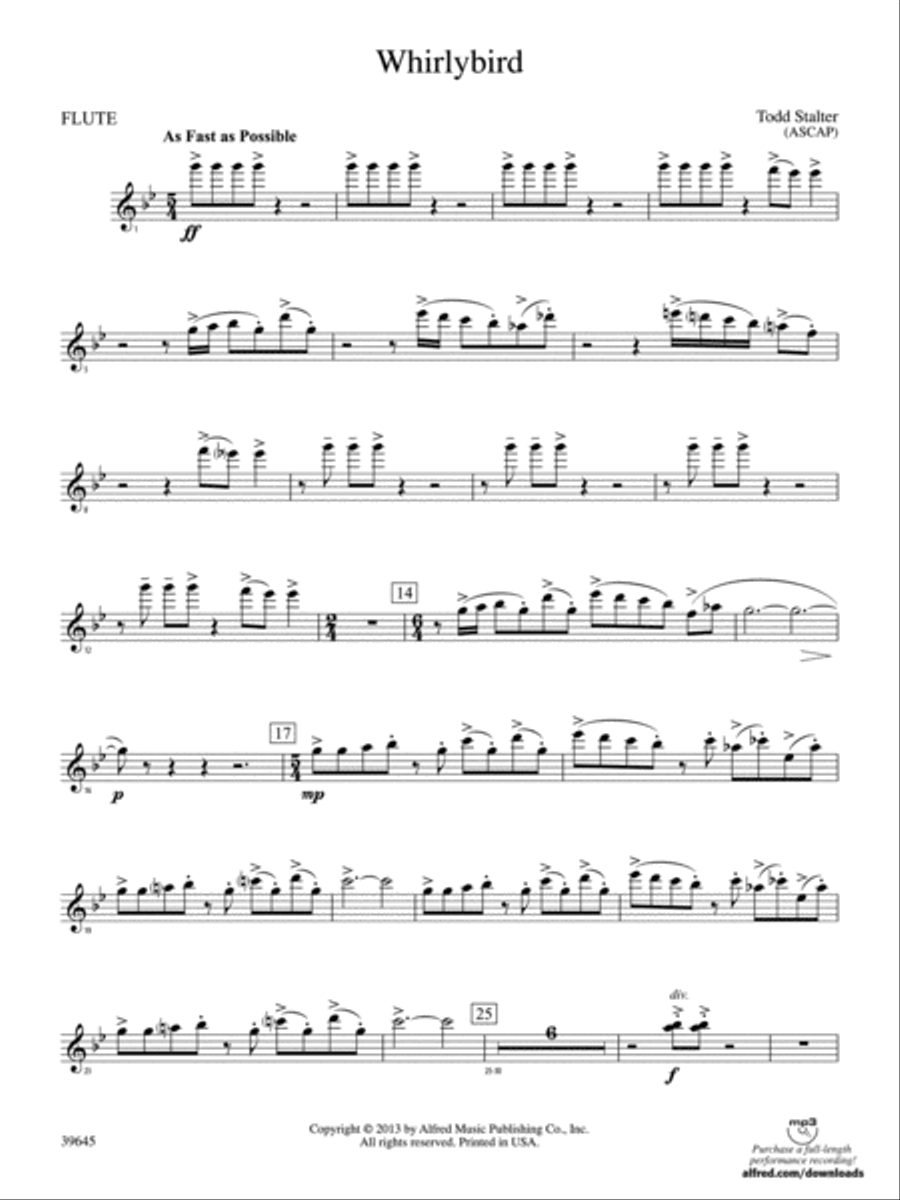 Whirlybird: Flute Concert Band scores gallery preview page 1