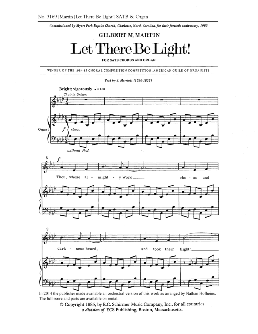 Let There Be Light! 4-Part scores gallery preview page 1