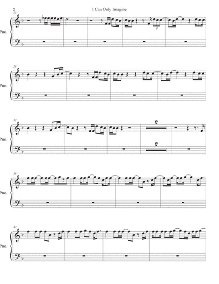I Can Only Imagine Easy Piano scores gallery preview page 2