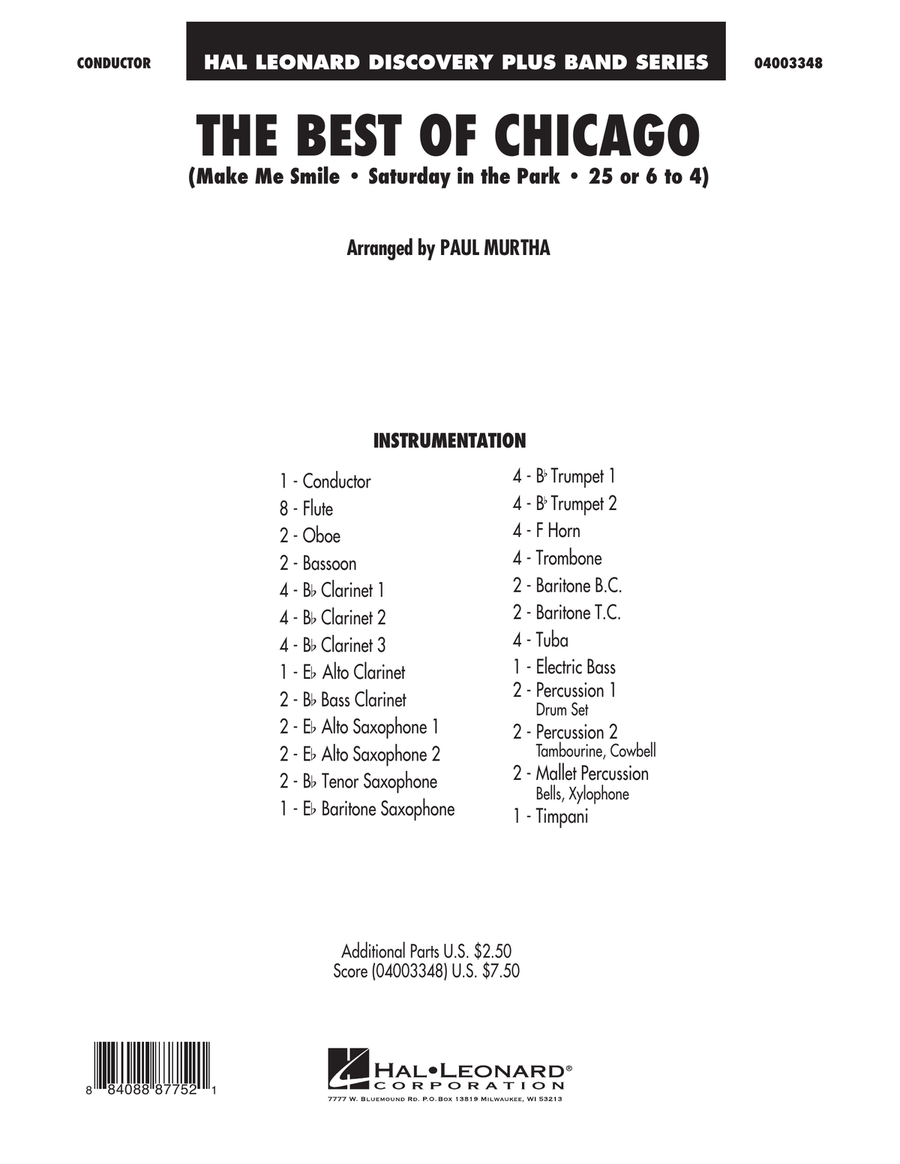The Best Of Chicago - Conductor Score (Full Score) Concert Band scores gallery preview page 1