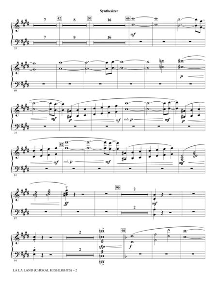 La La Land: Choral Highlights (arr. Mark Brymer) - Synthesizer