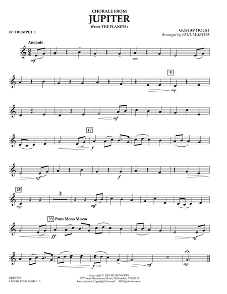 Chorale from Jupiter - Bb Trumpet 1