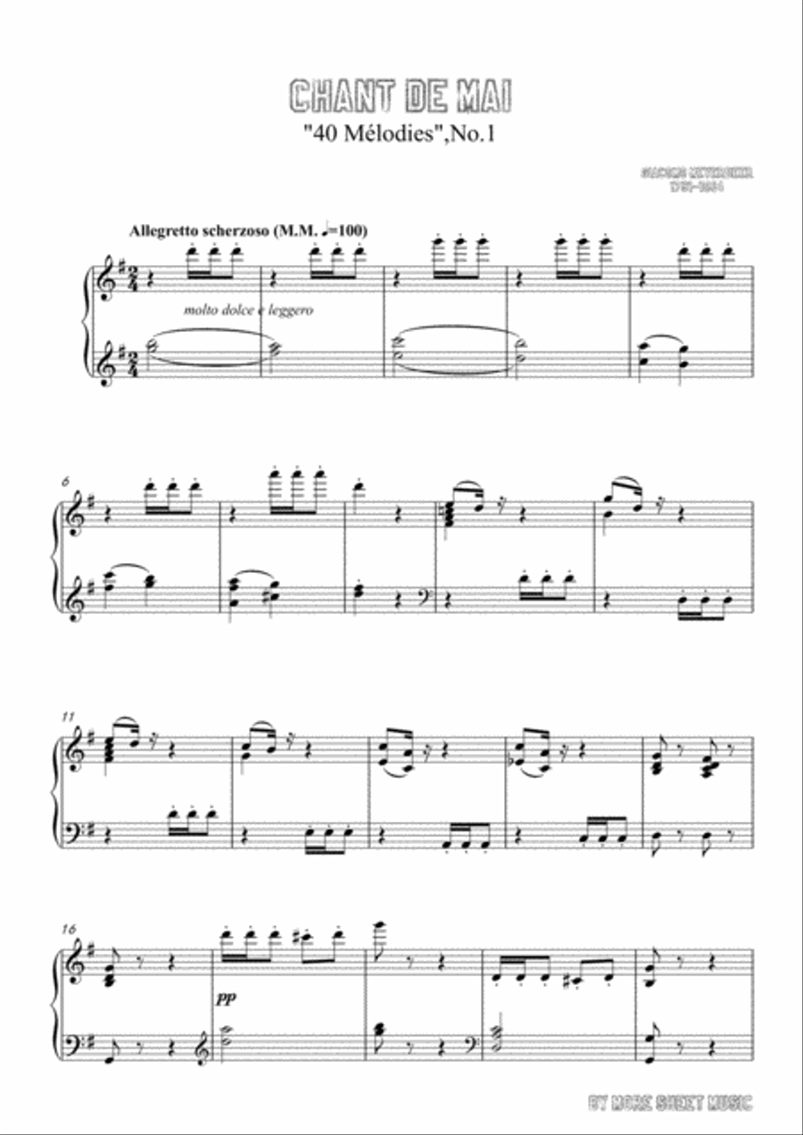 Meyerbeer-Chant de mai in G Major,for Voice and Piano Voice Solo scores gallery preview page 3