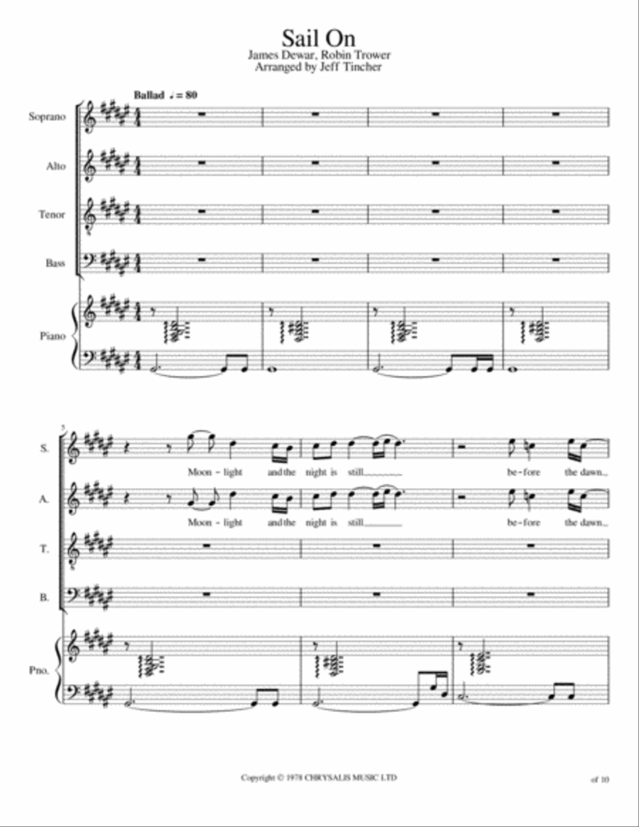 Sail On Sail On 4-Part scores gallery preview page 2