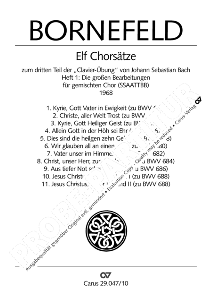 Chorsatze I zu Bachs Clavierubung