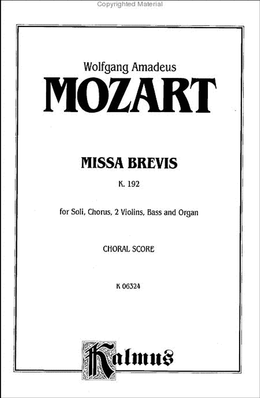 Missa Brevis, K. 192 Missa Brevis, K. 192 4-Part scores gallery preview page 2