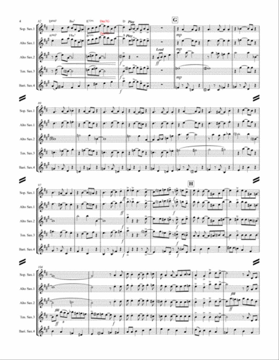Come Fly With Me Saxophone Quartet scores gallery preview page 5