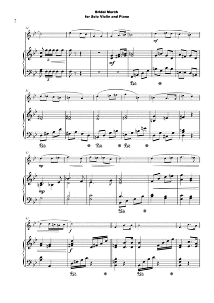 Bridal March, "Here Comes The Bride", for Solo Violin and Piano image number null