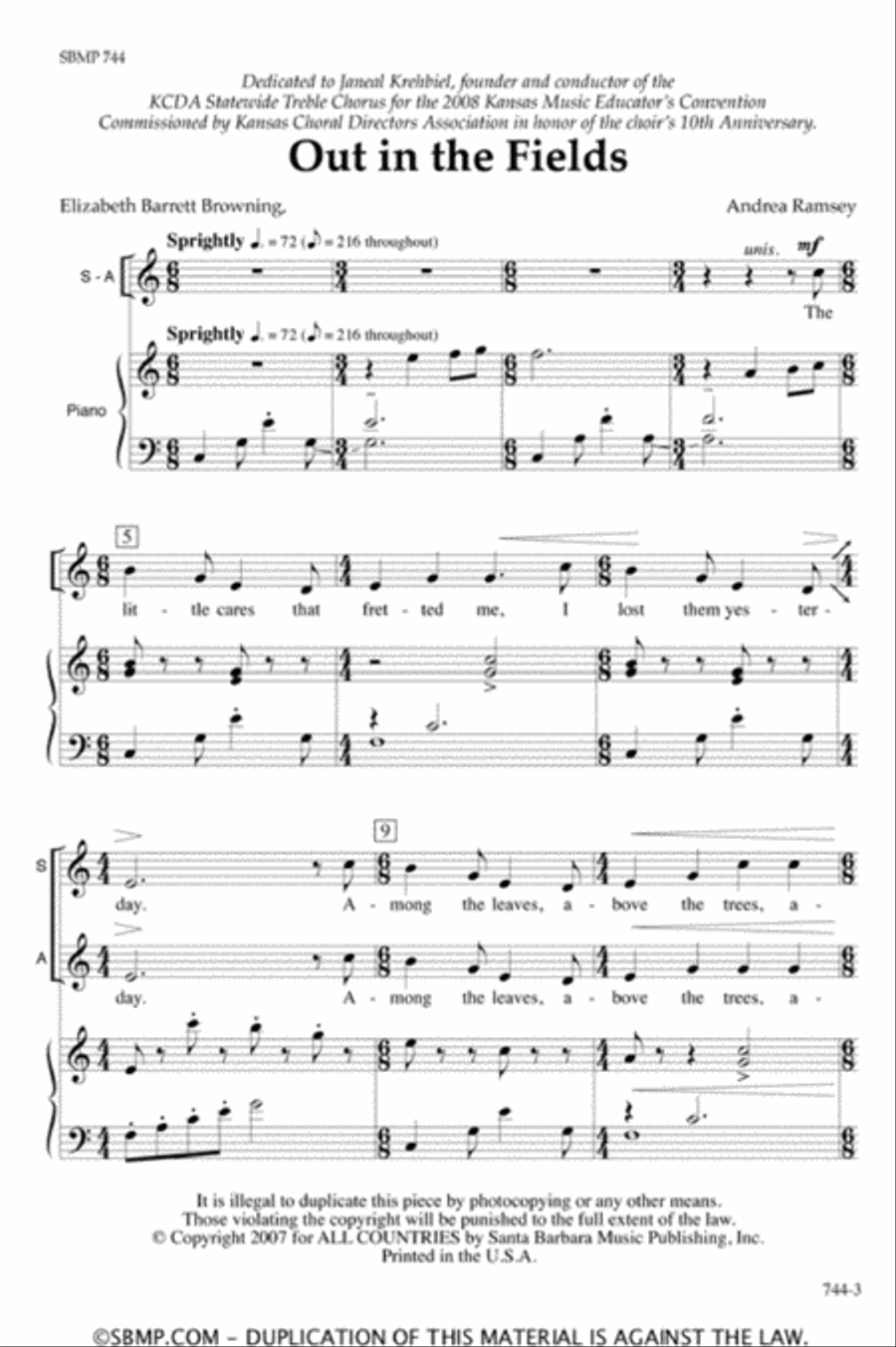 Out in the Fields - SA Octavo SA scores gallery preview page 2