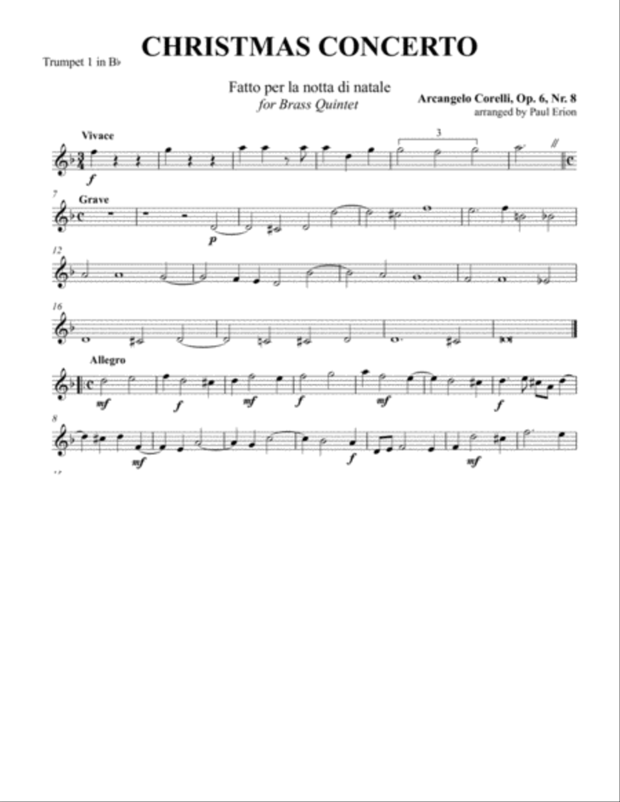 Christmas Concerto Op. 6, No. 8 for Brass Quintet Brass Quintet scores gallery preview page 6