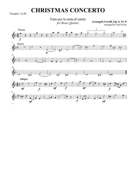 Christmas Concerto Op. 6, No. 8 for Brass Quintet image number null
