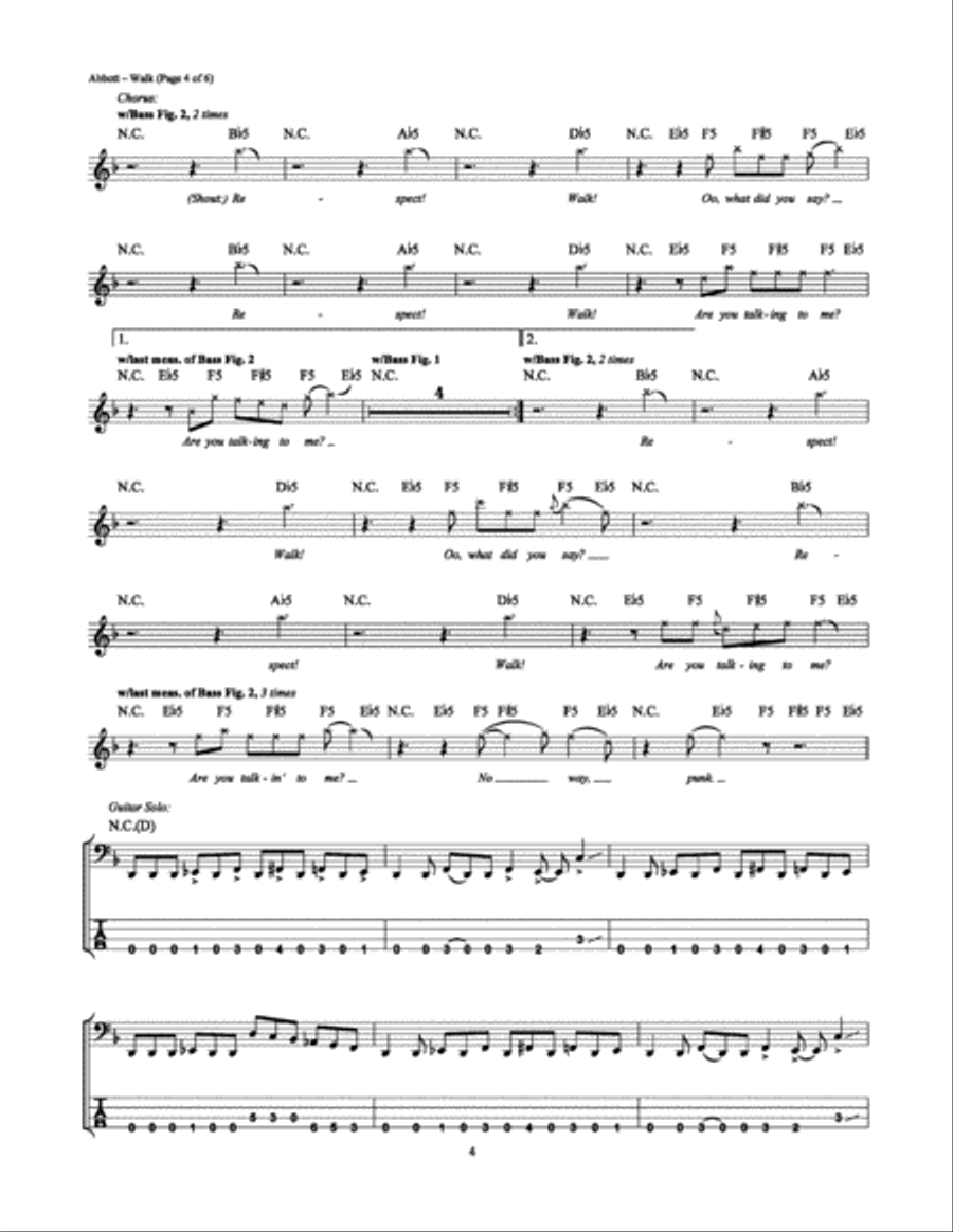 Walk Bass Guitar Tablature scores gallery preview page 4