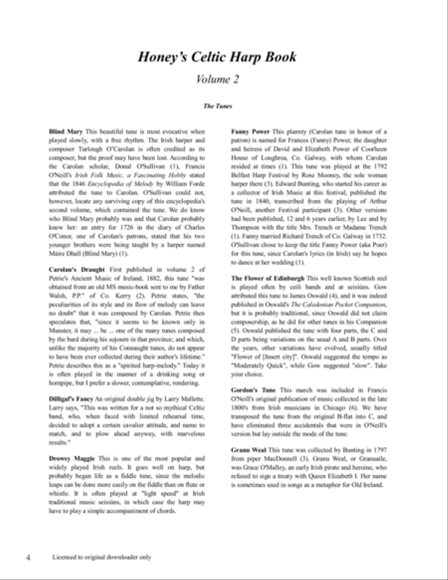 Honey's Celtic Harp Book Volume 2 Celtic Harp scores gallery preview page 5