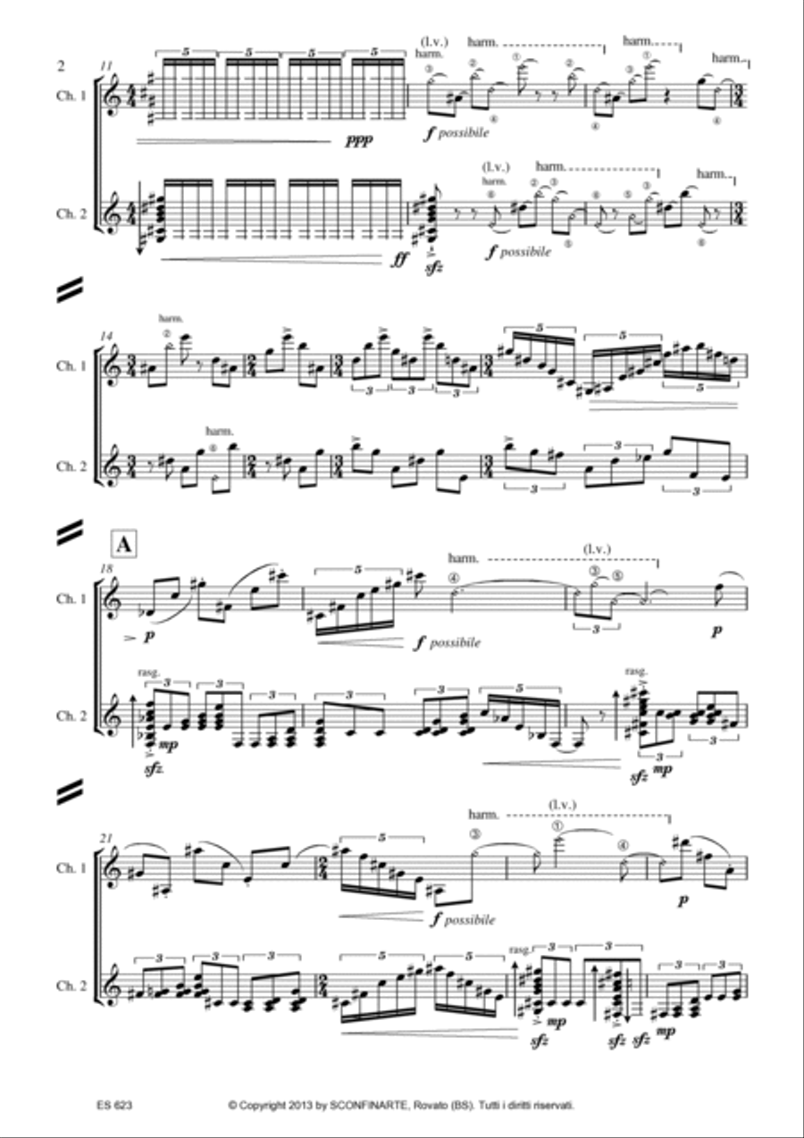 Umberto Bombardelli: DANZE INTERROTTE (ES 623) Acoustic Guitar scores gallery preview page 6