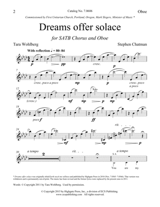 Book cover for Dreams offer solace (Downloadable Oboe Part)