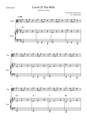Carol Of The Bells (Christmas Song) for Viola Solo and Piano Accompaniment with Chords