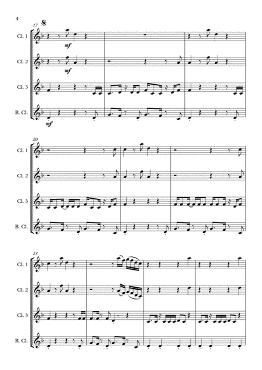 Uptown Funk Clarinet Quartet scores gallery preview page 4