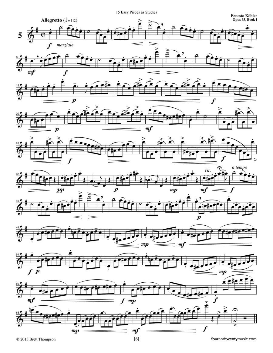 Progress in Flute Playing, 15 Easy Pieces as Studies, opus 33, Book 1