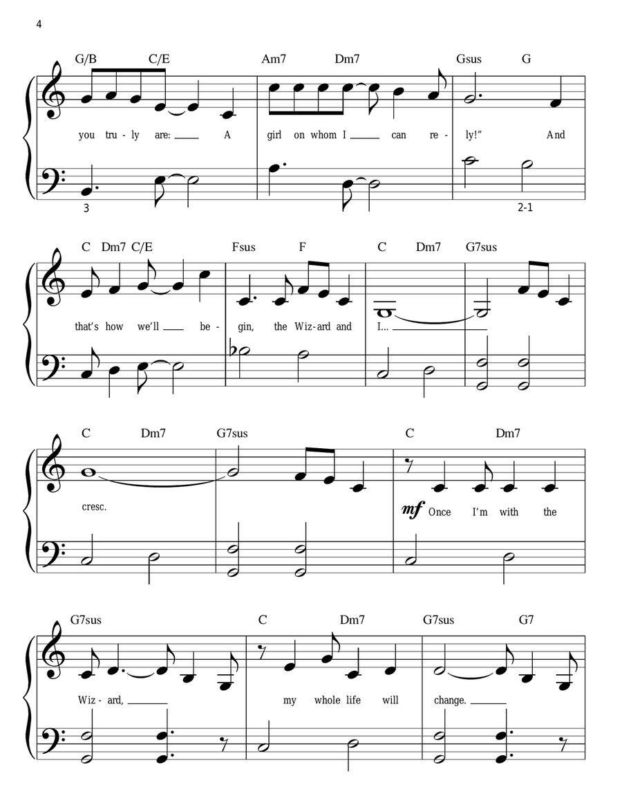 The Wizard And I (from Wicked) Easy Piano scores gallery preview page 4