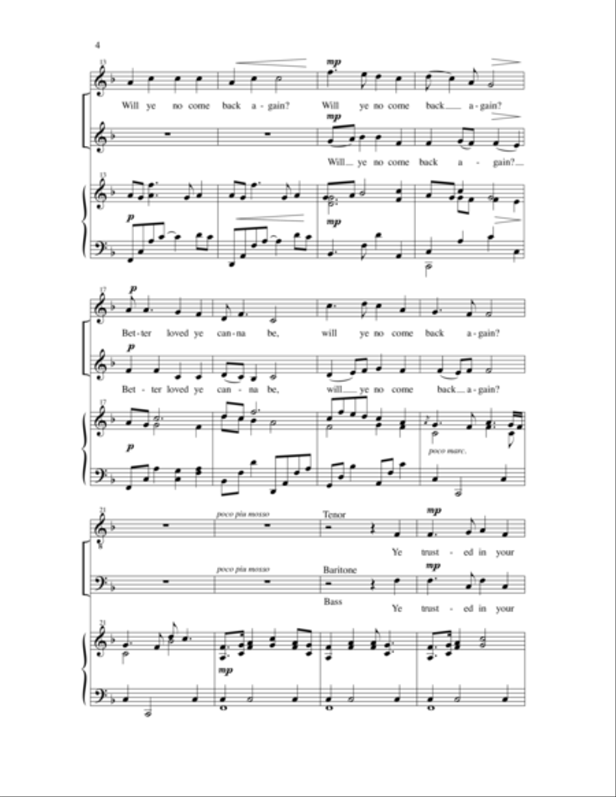 Will Ye No Come Back Again? 4-Part scores gallery preview page 8