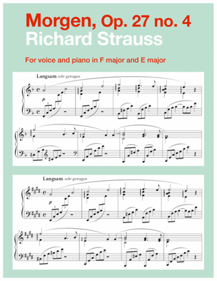 Morgen, Op. 27 no. 4 (in 2 medium keys: F, E major)