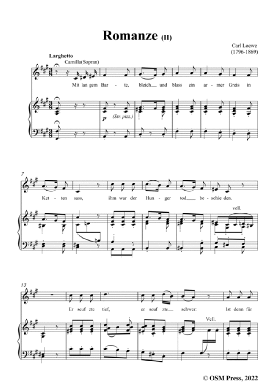 Loewe-Romanze(II),in f sharp minor,for Voice and Piano