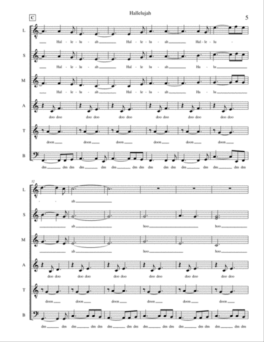 Hallelujah A Cappella scores gallery preview page 5
