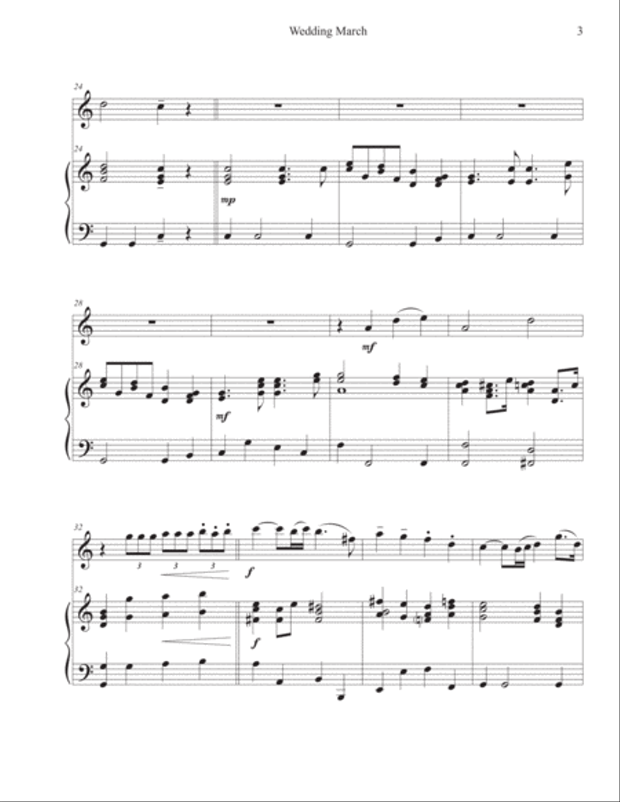 Wedding March (Violin-Piano) Violin Solo scores gallery preview page 3