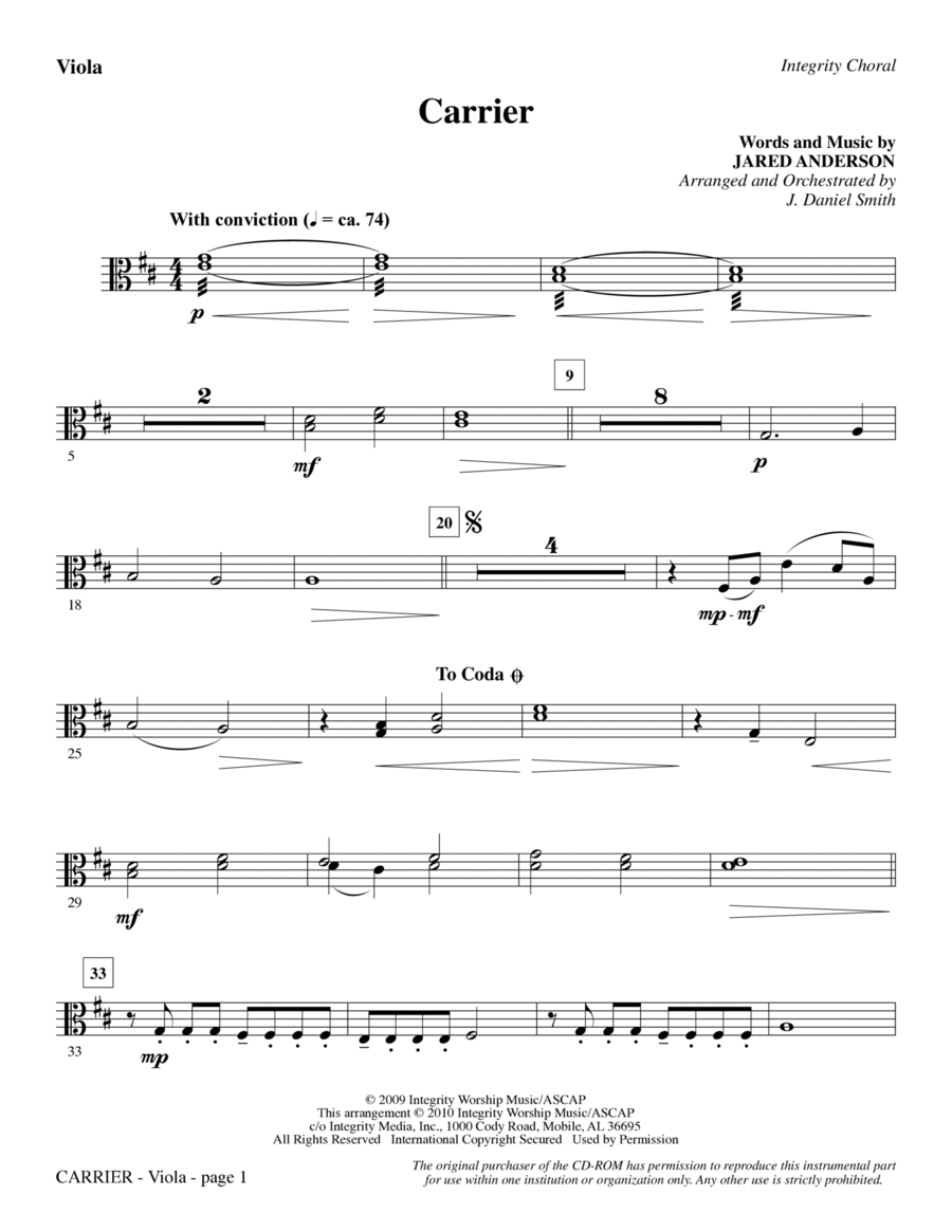 Carrier - Viola Choir scores gallery preview page 1