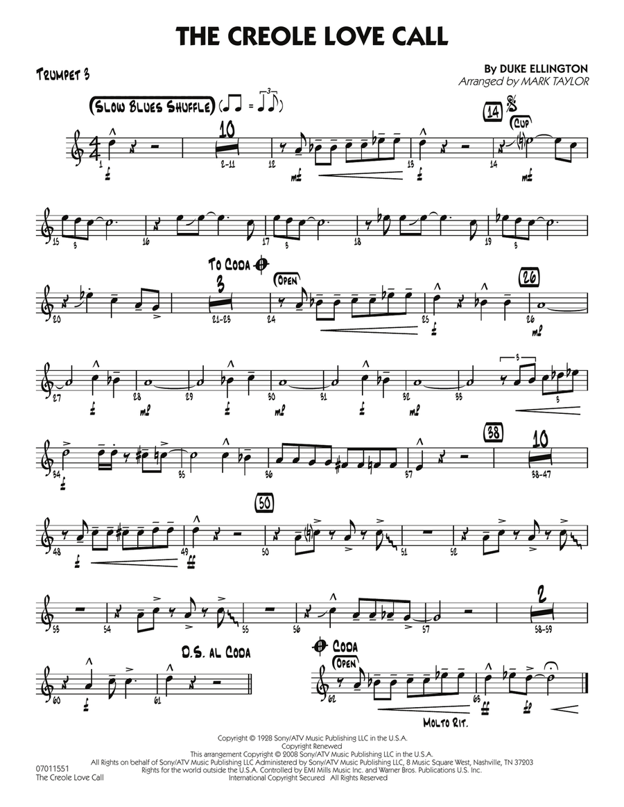 The Creole Love Call - Trumpet 3 Trumpet scores gallery preview page 1