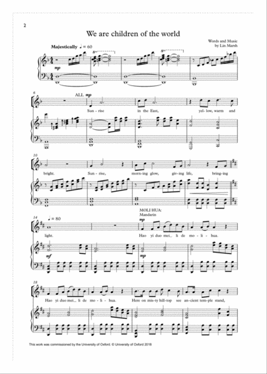 We Are Children of the World Unison Choir scores gallery preview page 2