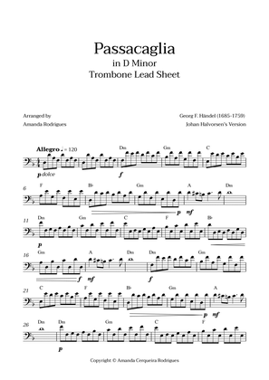 Passacaglia - Easy Trombone Lead Sheet in Dm Minor (Johan Halvorsen's Version)