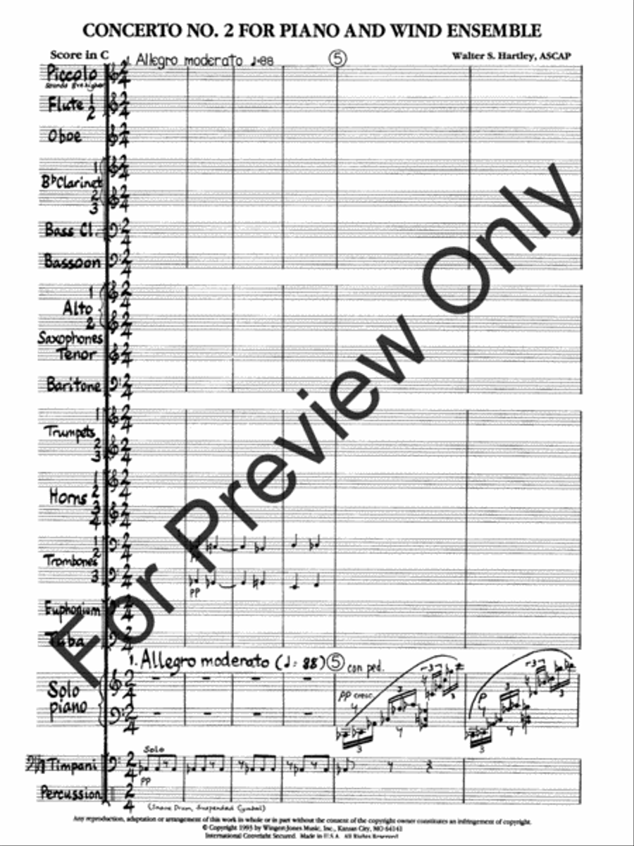 Concerto #2 For Piano and Wind Ensemble (Score) Concert Band scores gallery preview page 4