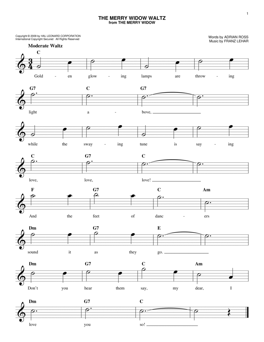 The Merry Widow Waltz Piano scores gallery preview page 1
