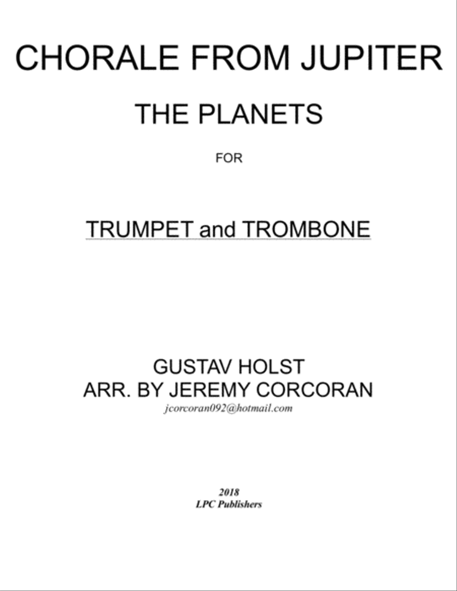 Chorale from Jupiter for Trumpet and Trombone Brass Duet scores gallery preview page 1