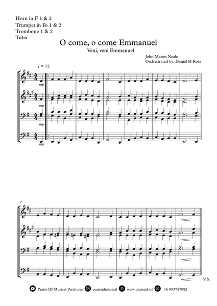 O come, o come Emmanuel - Veni, veni Emmanuel - Christmas Carol - Brass Quartet image number null